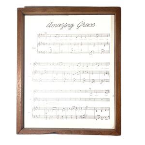 Amazing Grace picture of music in a wooden‎ frame 9x11